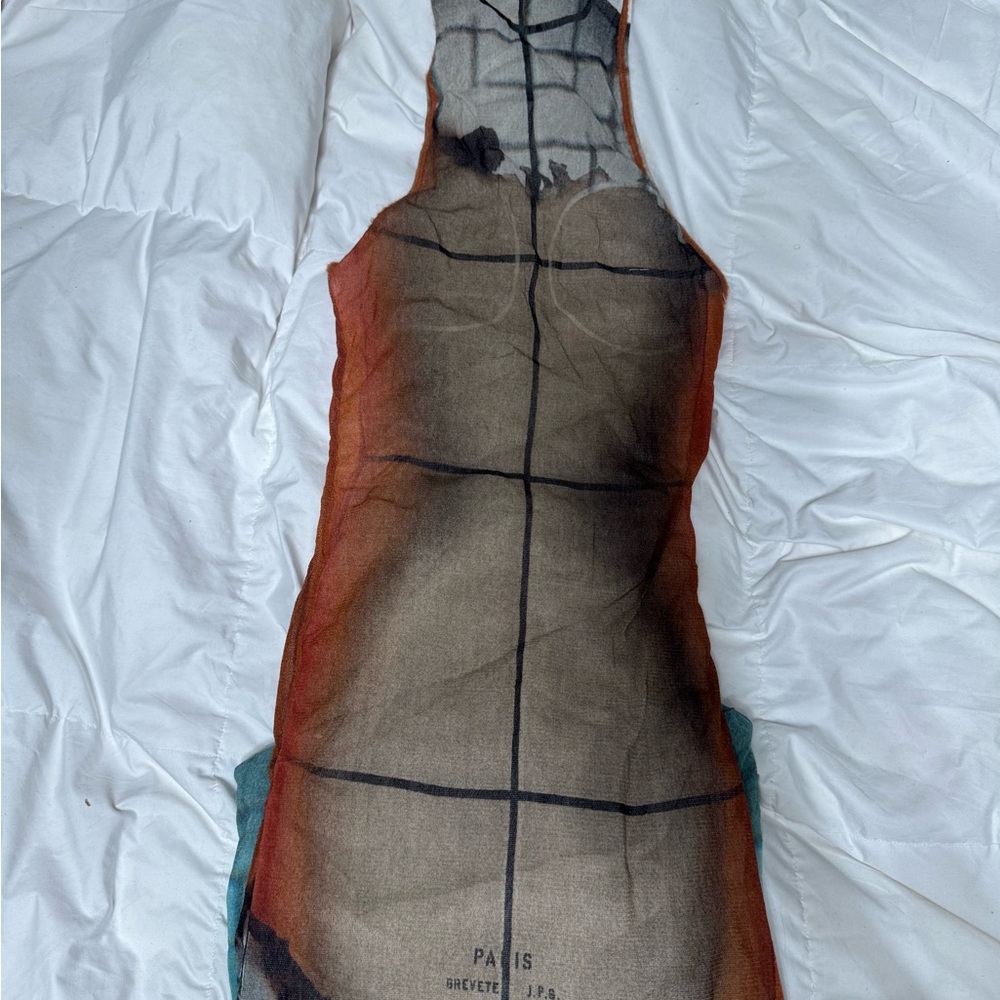 Jean Paul Gaultier Asymmetrical Dress in Beige and Blue - Picture 5 of 6